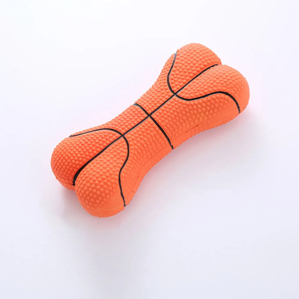 Dog Toy Set with Squeaky Bone & Basketball