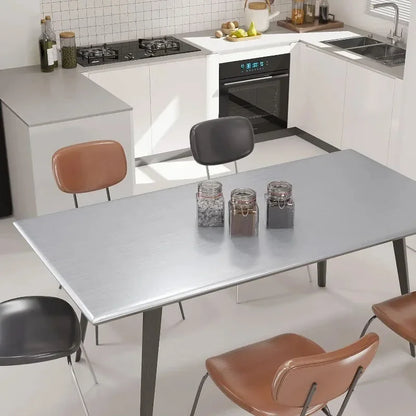 Silver Brushed Stainless Steel Self-Adhesive Wallpaper