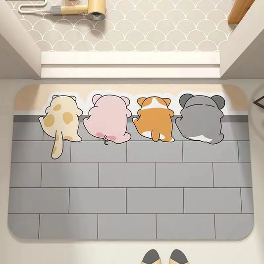 Cute Cartoon Diatomaceous Bathroom Floor Mat