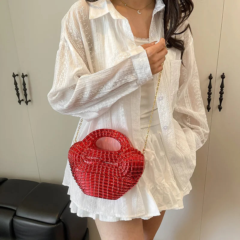 Metallic Acrylic Woven Handbag
