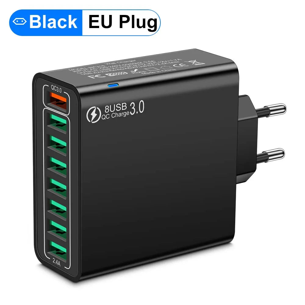 8-Port USB Fast Charging Wall Charger Adapter