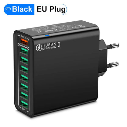 8-Port USB Fast Charging Wall Charger Adapter