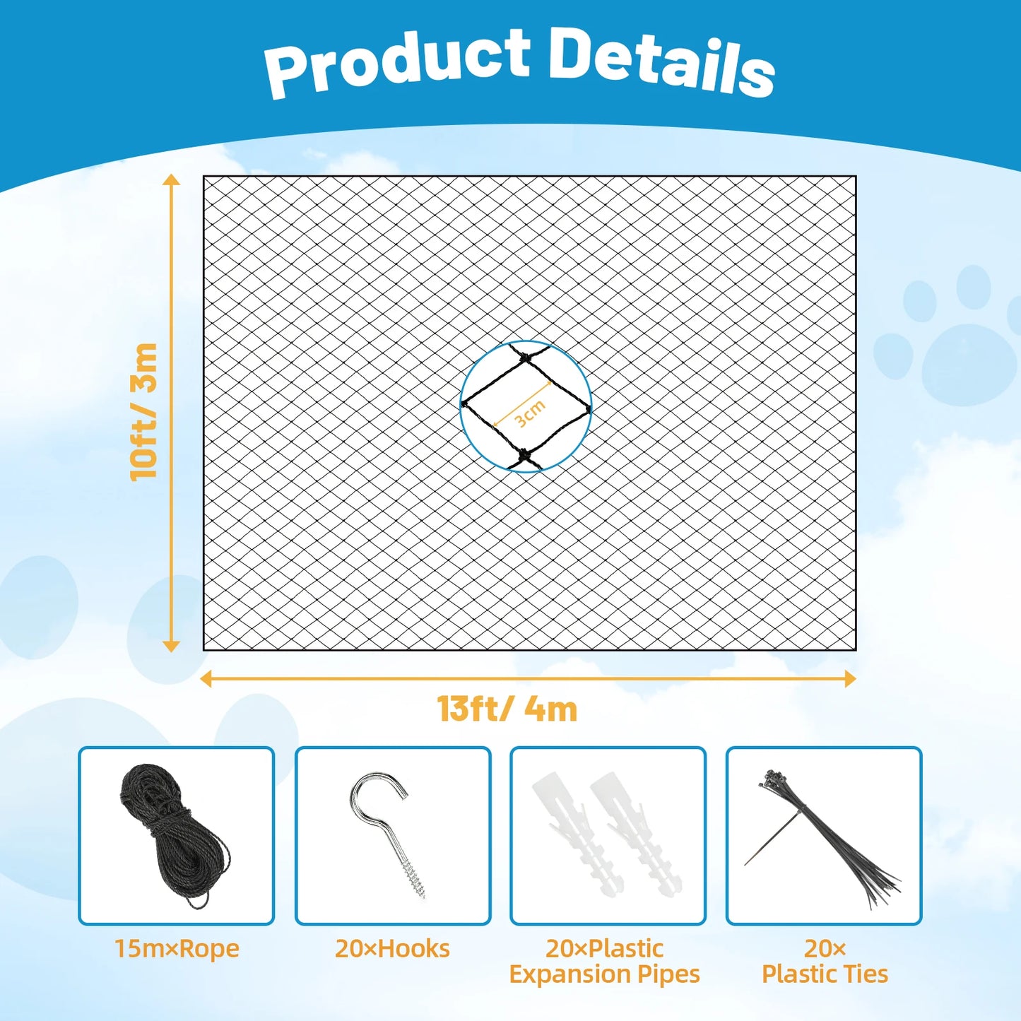 Steel Wire Reinforced Cat Balcony Safety Net