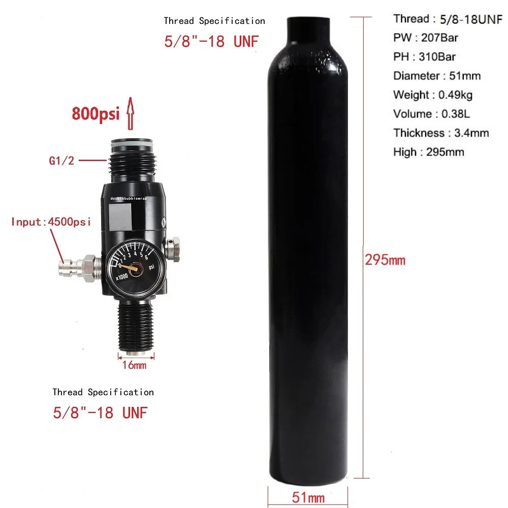0.38L Aluminum Compressed Air Tank – 3000 PSI