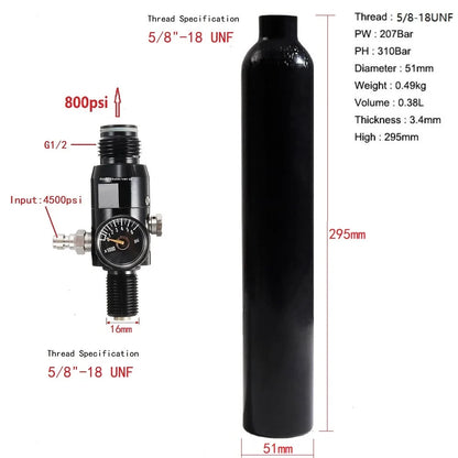 0.38L Aluminum Compressed Air Tank – 3000 PSI