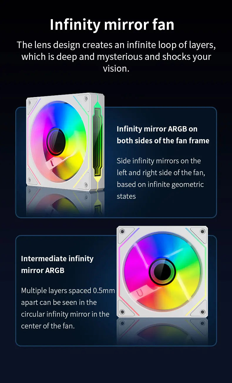 120mm ARGB Infinity Mirror Cooling Fan with PWM Control