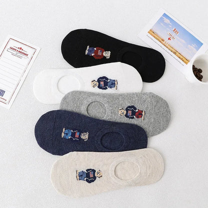 Men’s Invisible Cotton Boat Socks 5 Pairs
