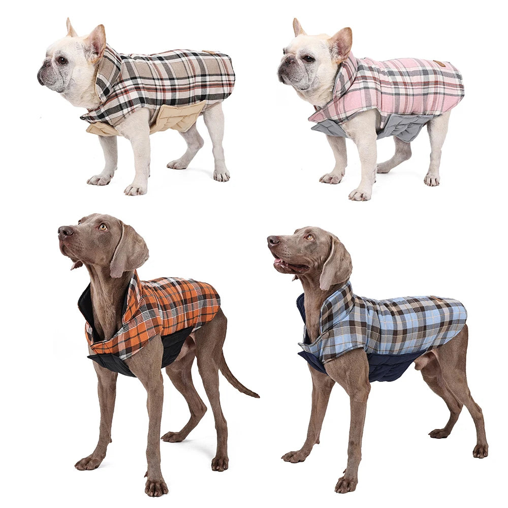 Waterproof Plaid Dog Jacket for Winter
