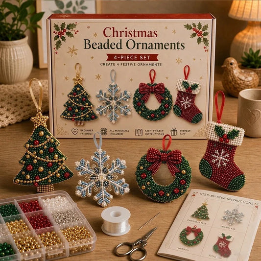 4-Piece Christmas Beaded Ornament DIY Kit