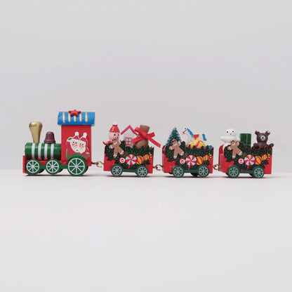 Wooden Christmas Train Tabletop Decoration