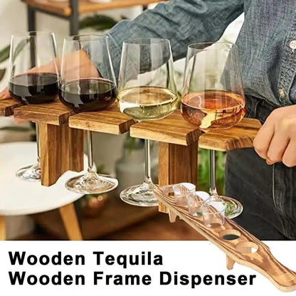 Wooden Tequila Glass Serving Tray Set