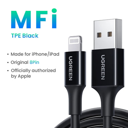 Apple Certified USB-A to Lightning Cable – 2.4A Fast Charge