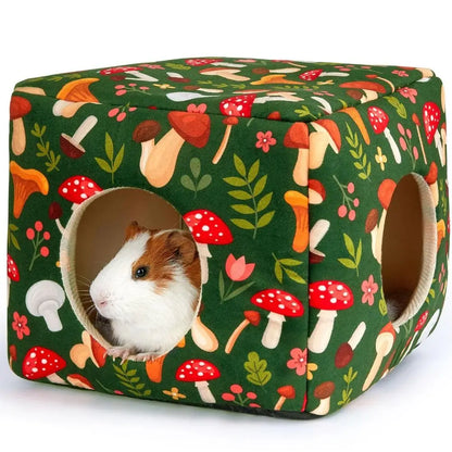 Cozy Washable Guinea Pig Hideout with Cushion for Small Pets