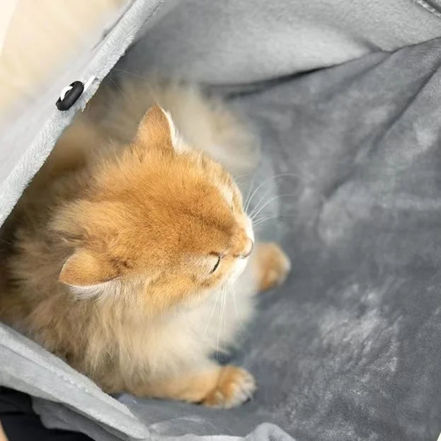 Plush Cat Carrier Apron with Cozy Pouch