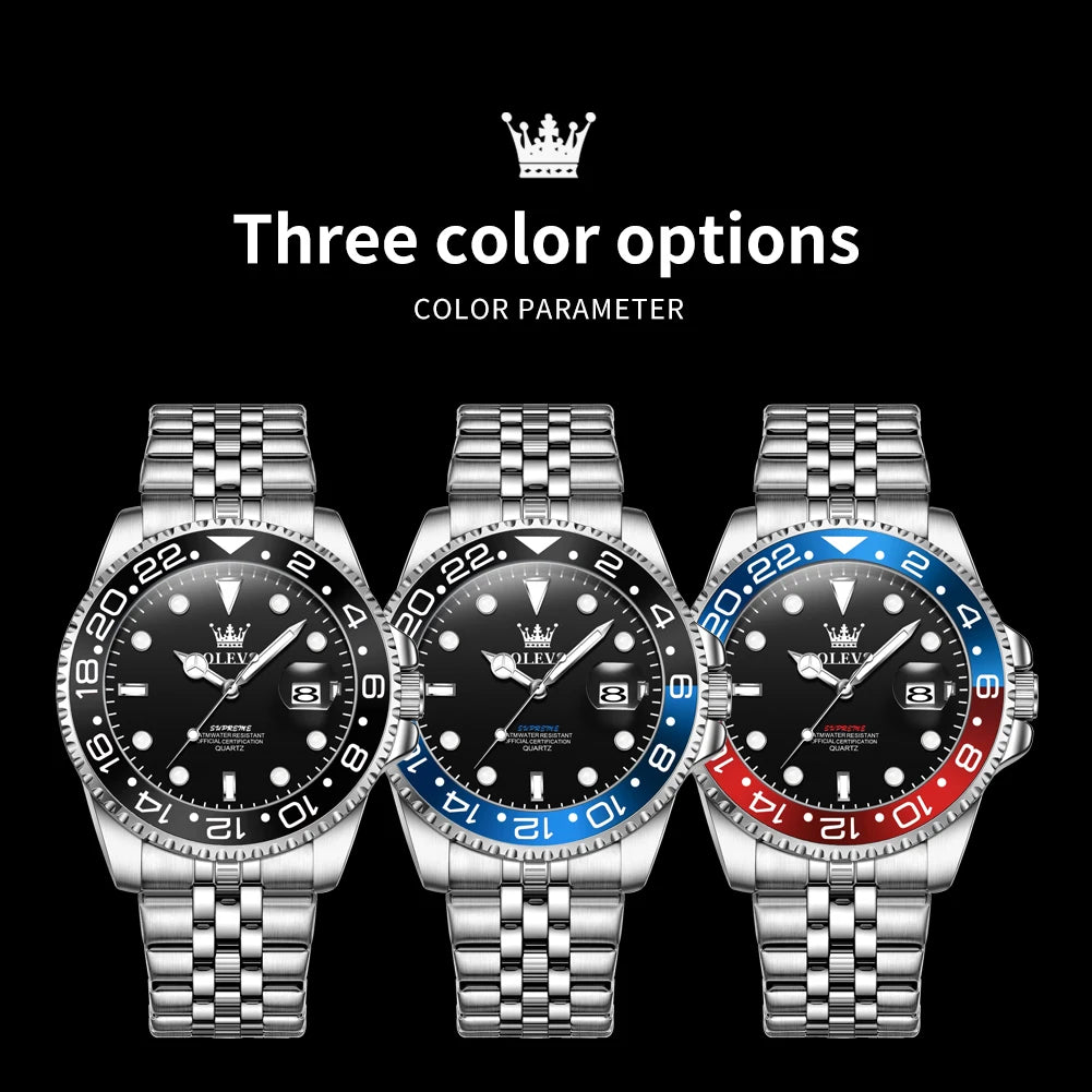 OLEVS 5657 Men's Stainless Steel Quartz Date Watch