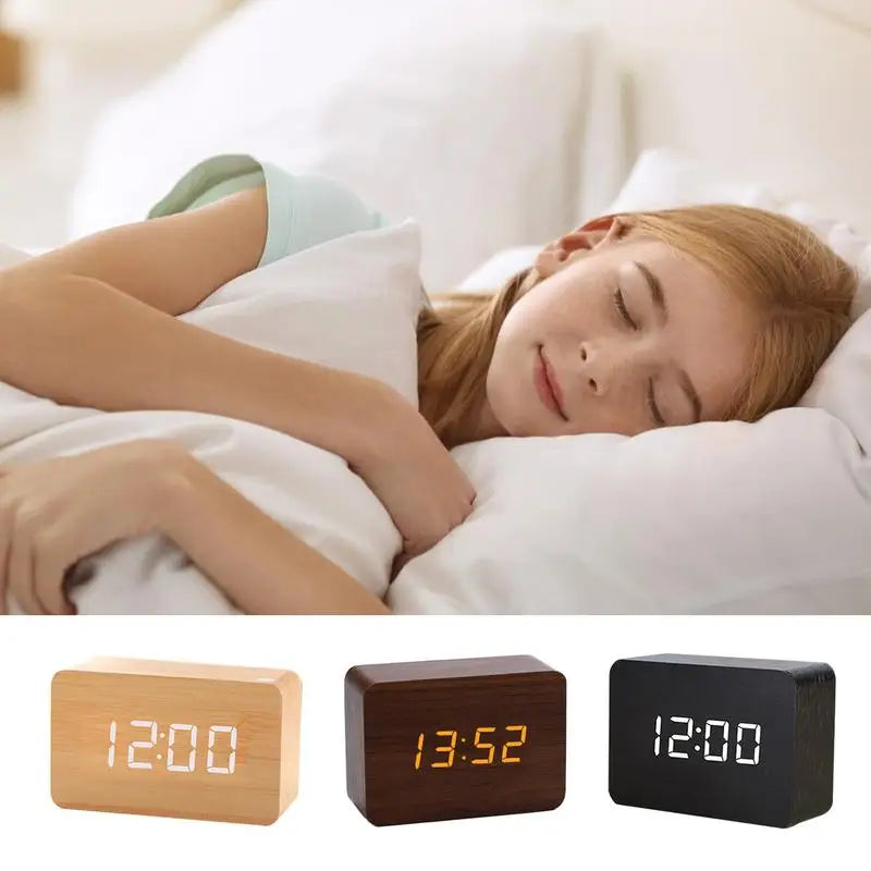 Wooden Digital LED Alarm Clock