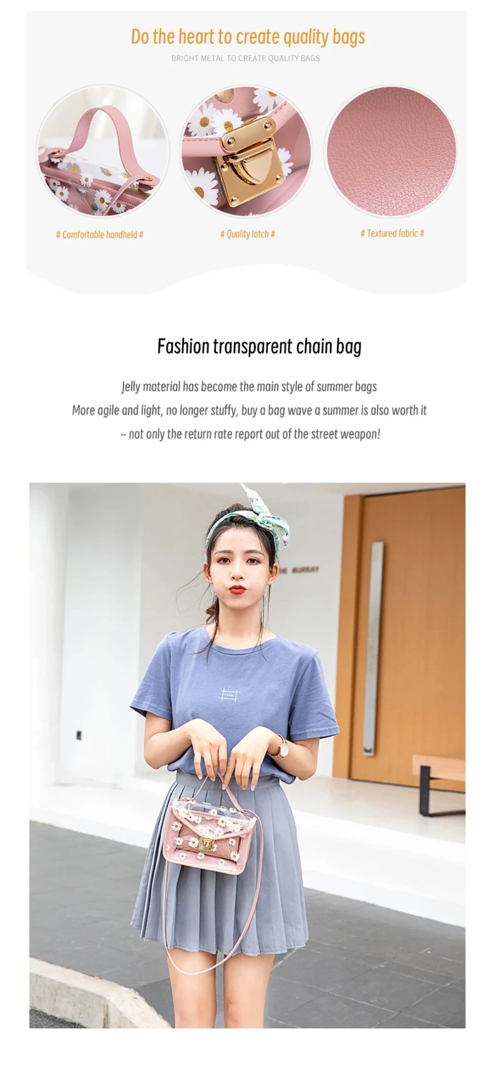 Women’s Transparent Floral Crossbody Shoulder Bag
