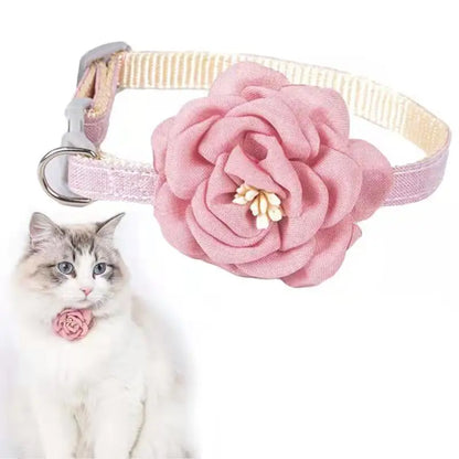 Adjustable 3D Flower Pet Collar for Cats & Small Dogs