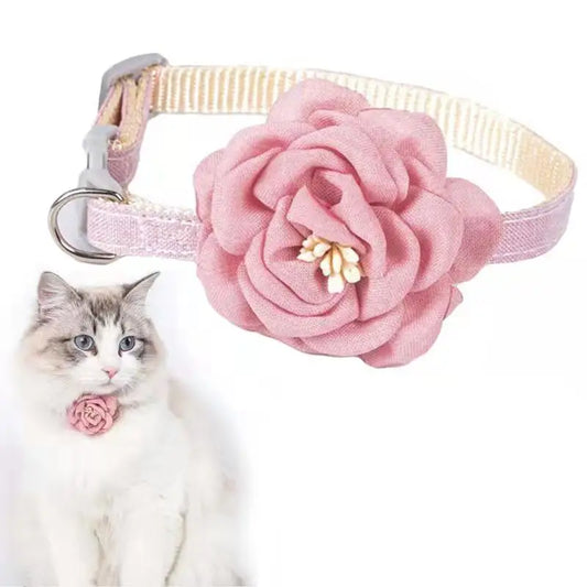Adjustable 3D Flower Pet Collar for Cats & Small Dogs