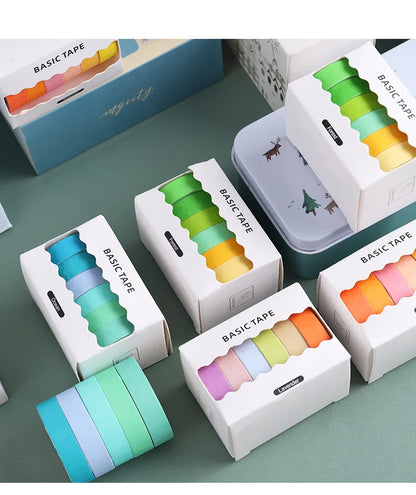 6-Pack Pastel Washi Masking Tape Set – 0.9cm × 3m