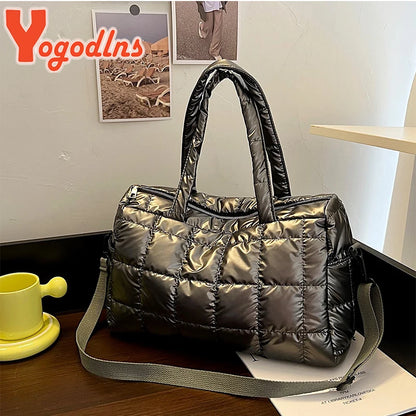 Quilted Waterproof Nylon Tote Bag