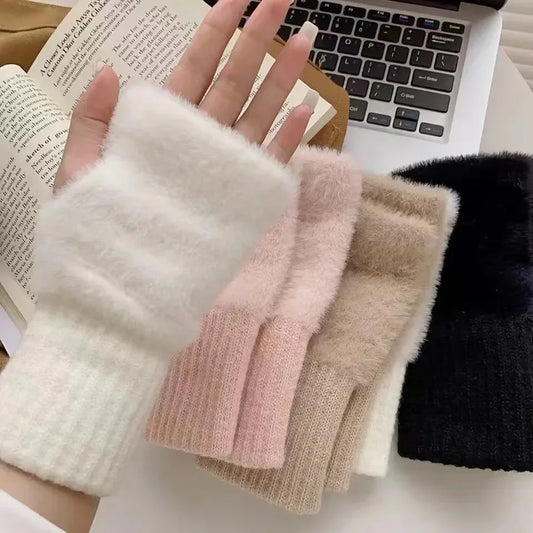 Fleece Half Finger Gloves