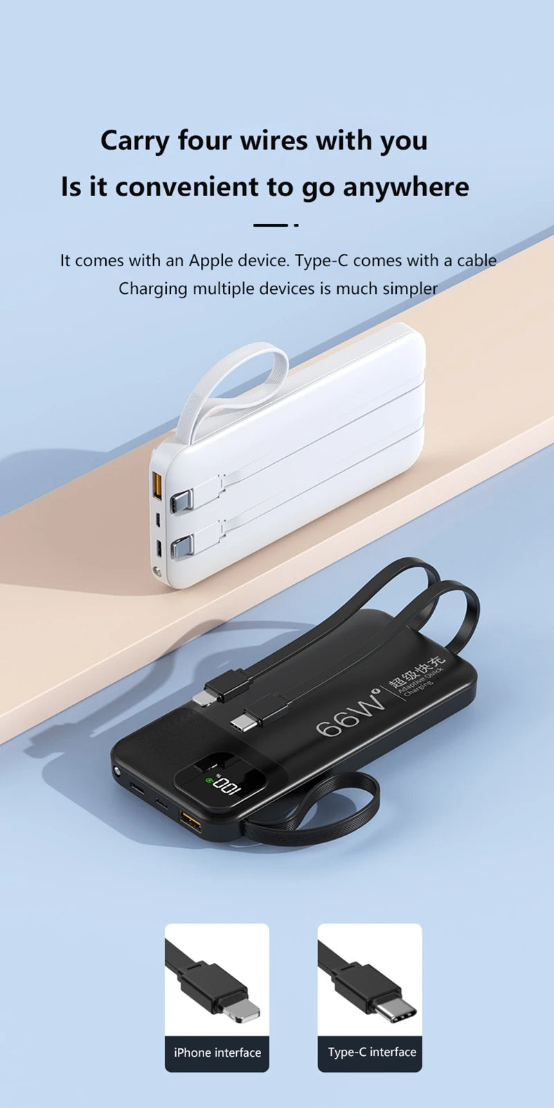 Portable High-Capacity Power Bank with Digital Display
