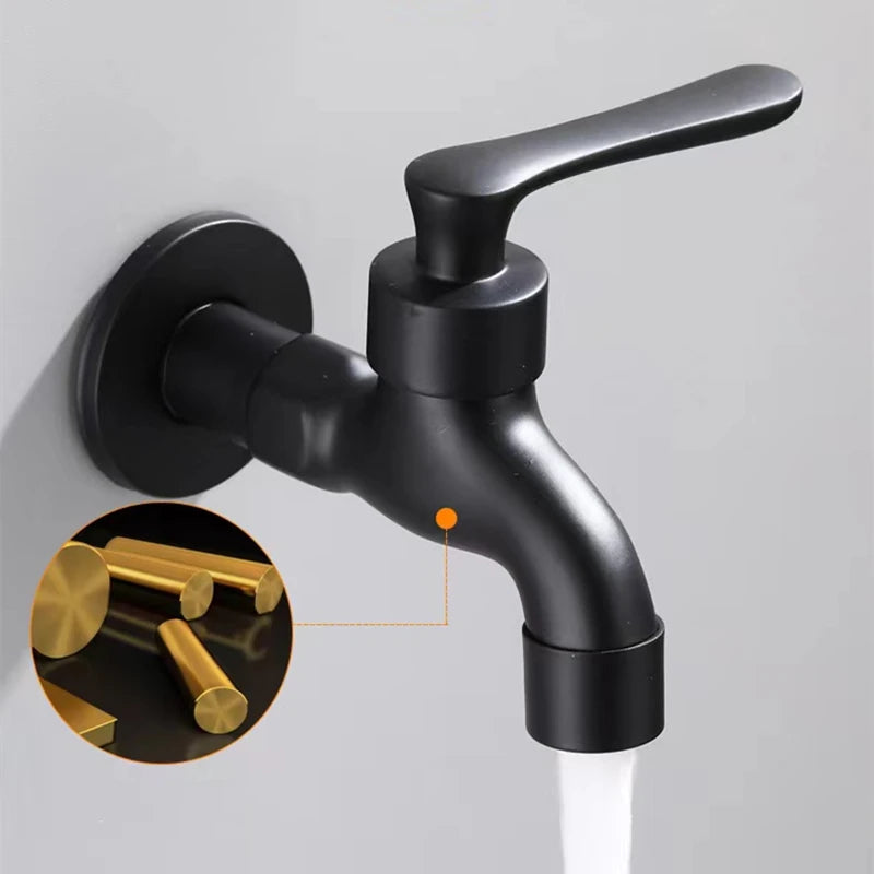 Black Wall Mounted Washing Machine Tap