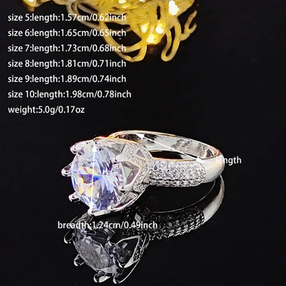 Silver-Plated Flower Cubic Zirconia Ring
