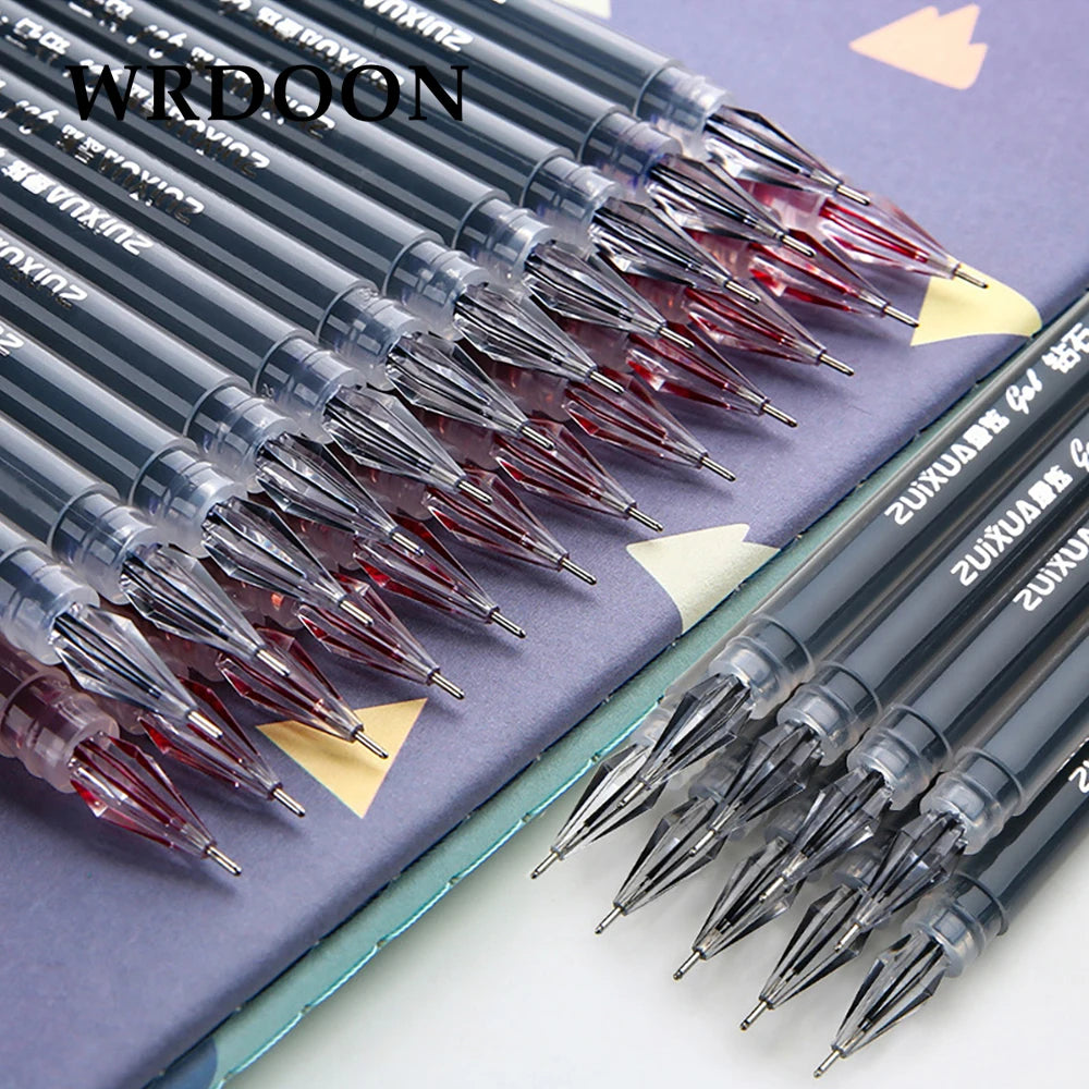 6Pcs Large-capacity Ink Diamond Tip Gel Pen 0.38mm Black/Blue/Red Refill