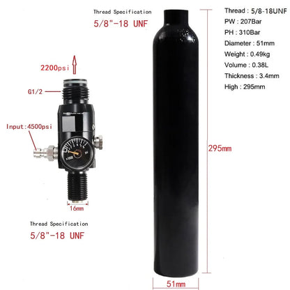 0.38L Aluminum Compressed Air Tank – 3000 PSI