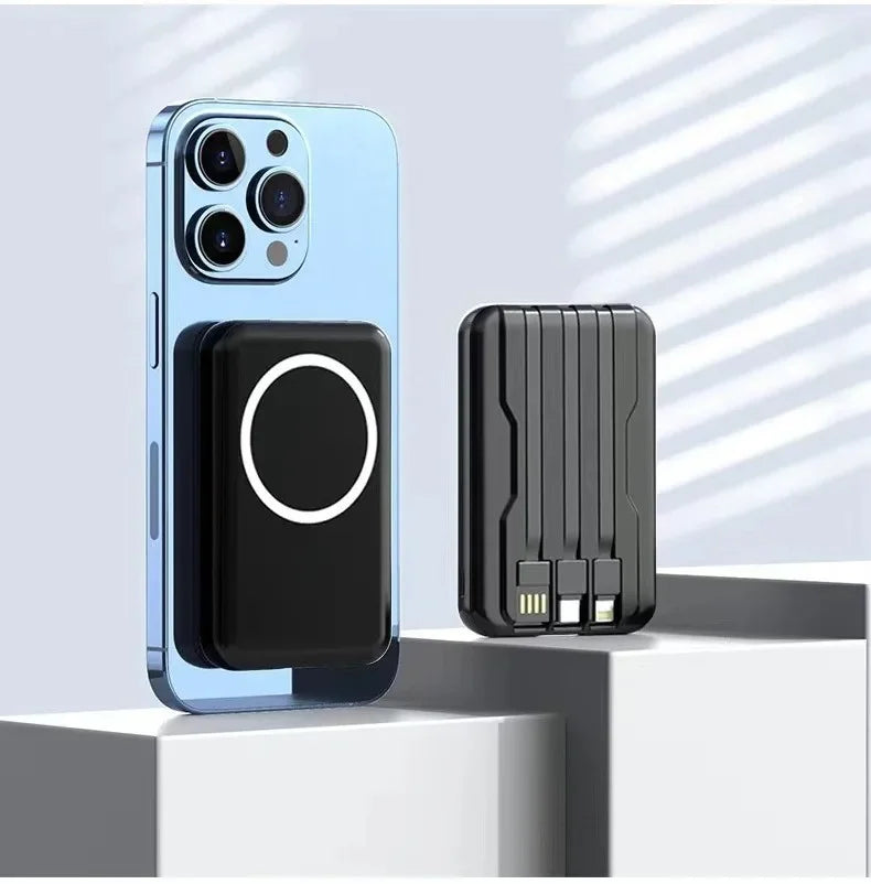 Magnetic Wireless Power Bank with Built-in Cable