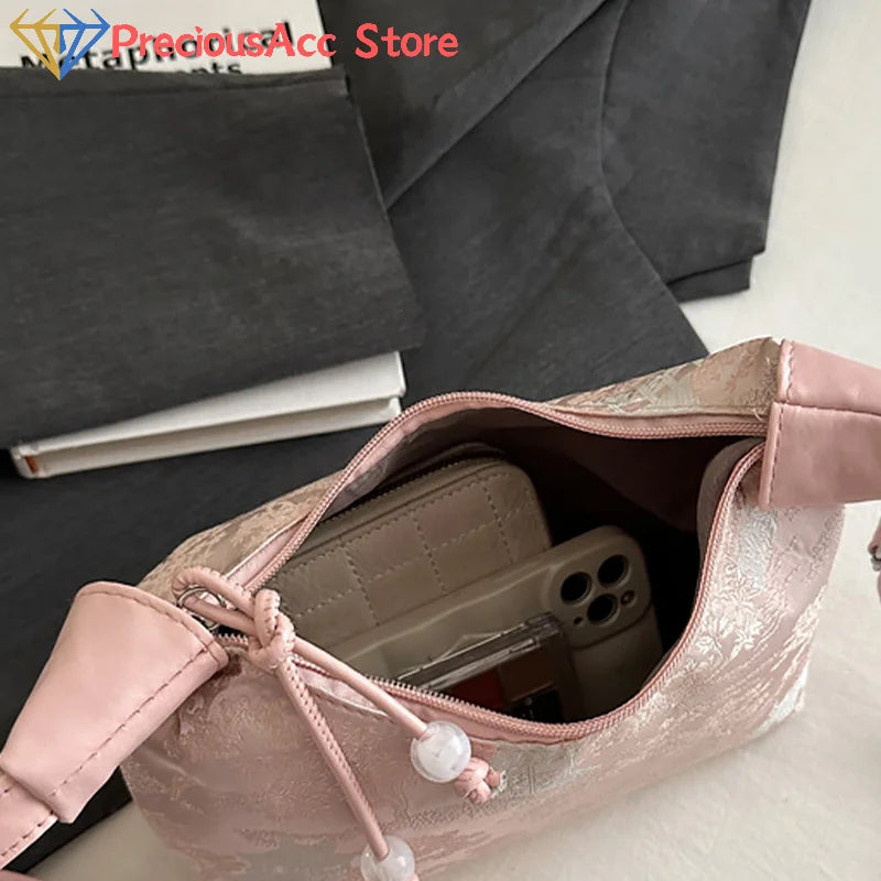 Chinese Embroidered Canvas Shoulder Handbag