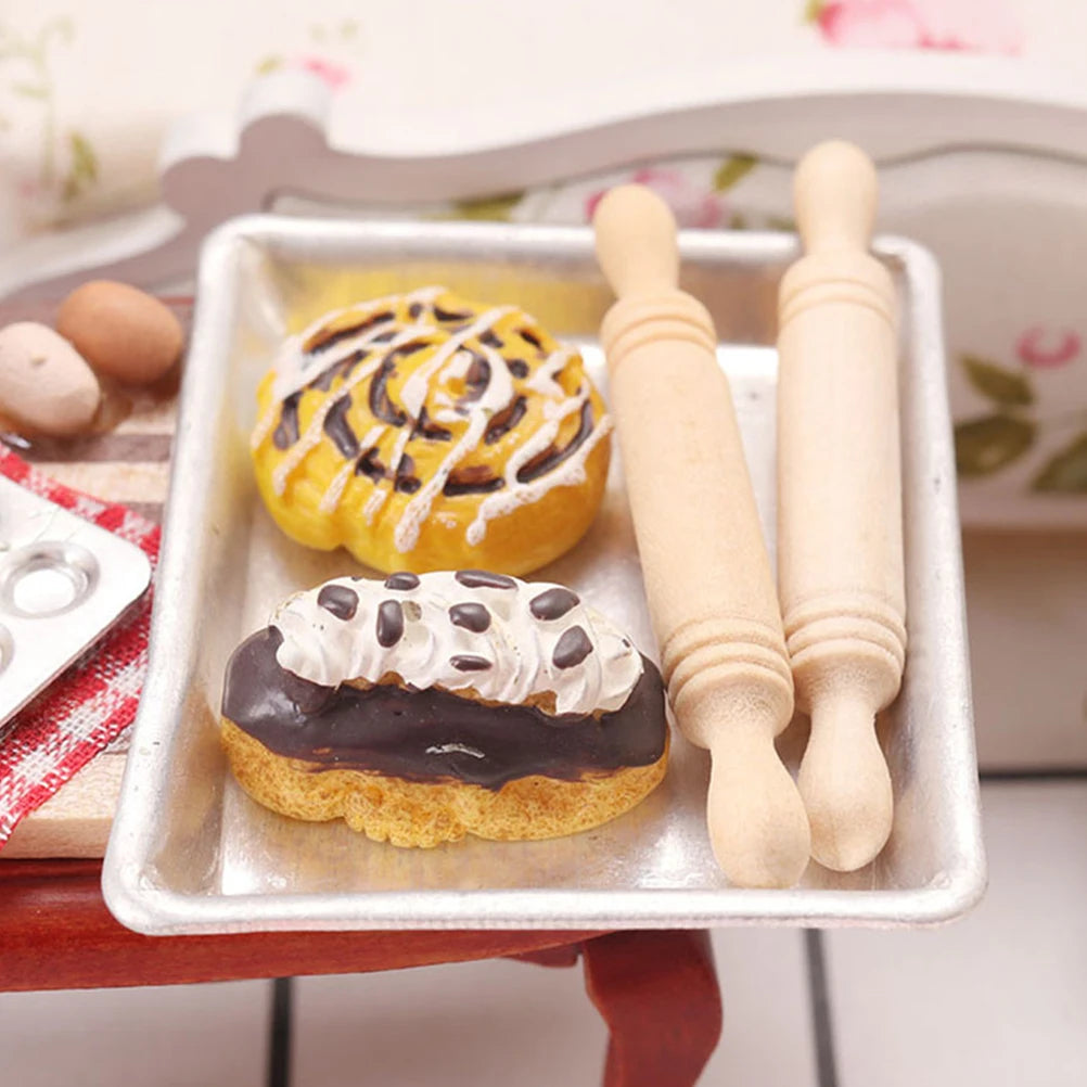 Miniature Wooden Rolling Pins for Dollhouse, Crafts & Pretend Play