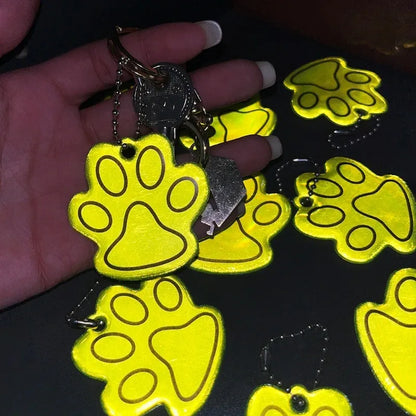 Double-Sided Reflective Paw Charm for Keys, Bags & Pet Accessories