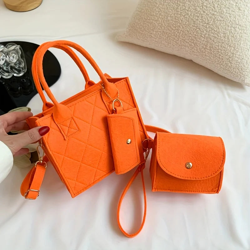 Felt Tote, Crossbody Bag & Wallet Set for Everyday Use
