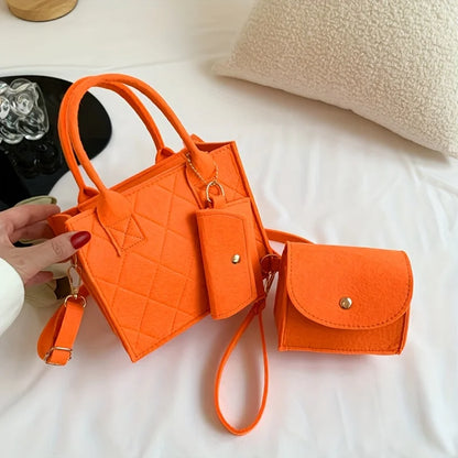 Felt Tote, Crossbody Bag & Wallet Set for Everyday Use