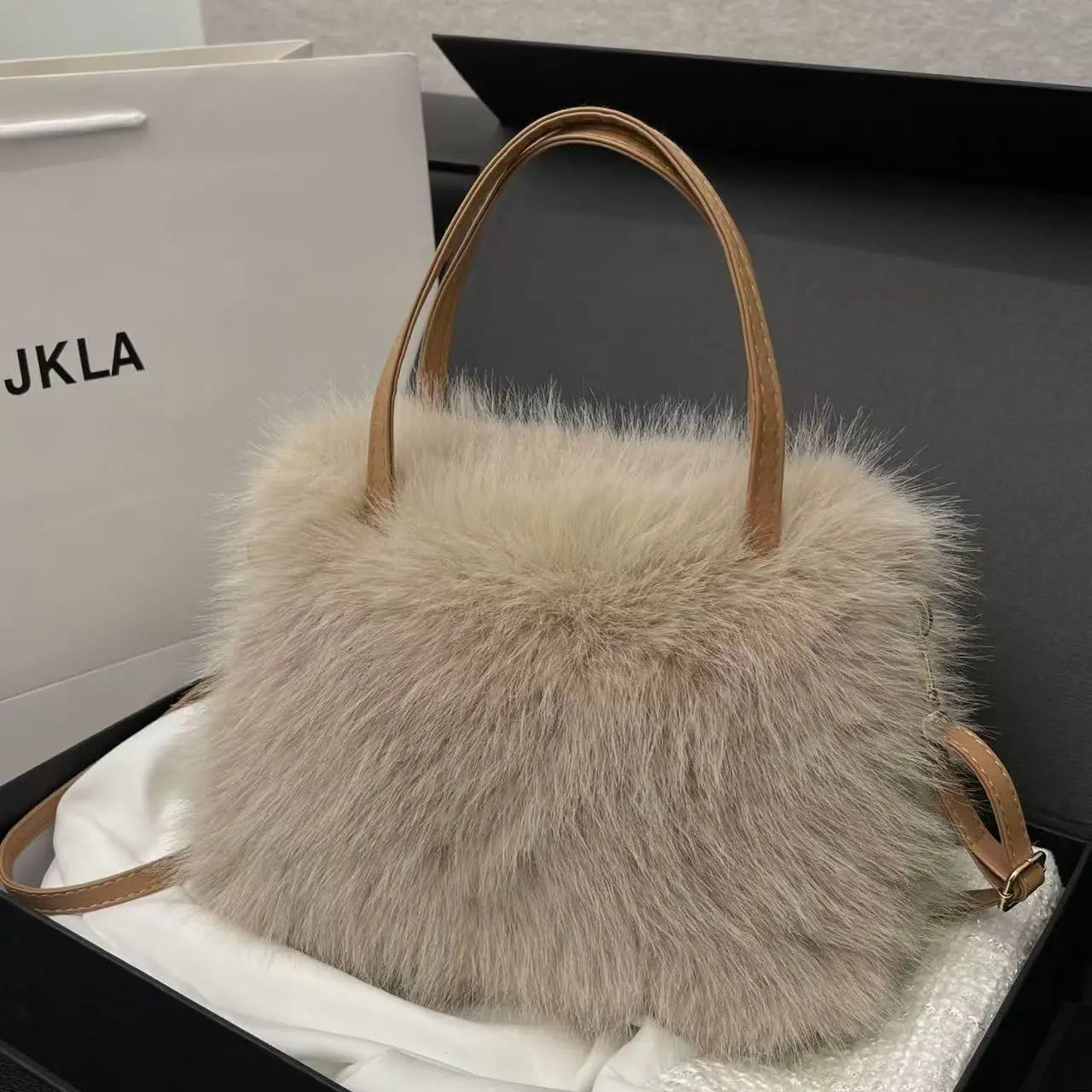 Luxury Plush Faux Fur Shoulder & Crossbody Handbag
