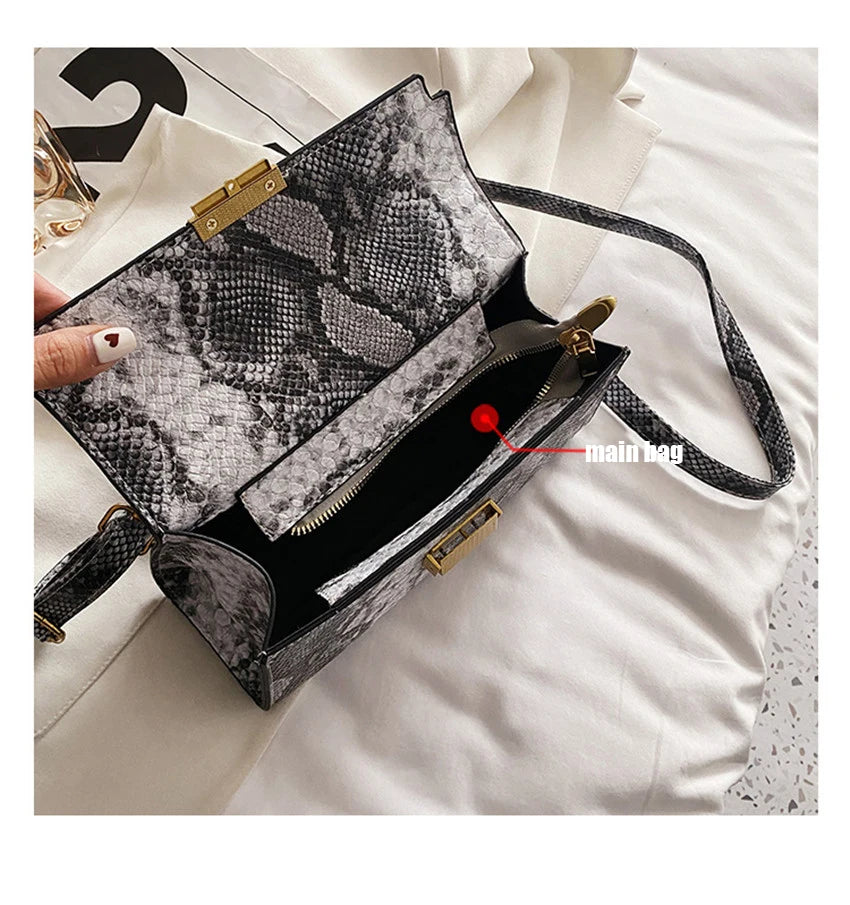Luxury Snake Pattern Crossbody Shoulder Bag