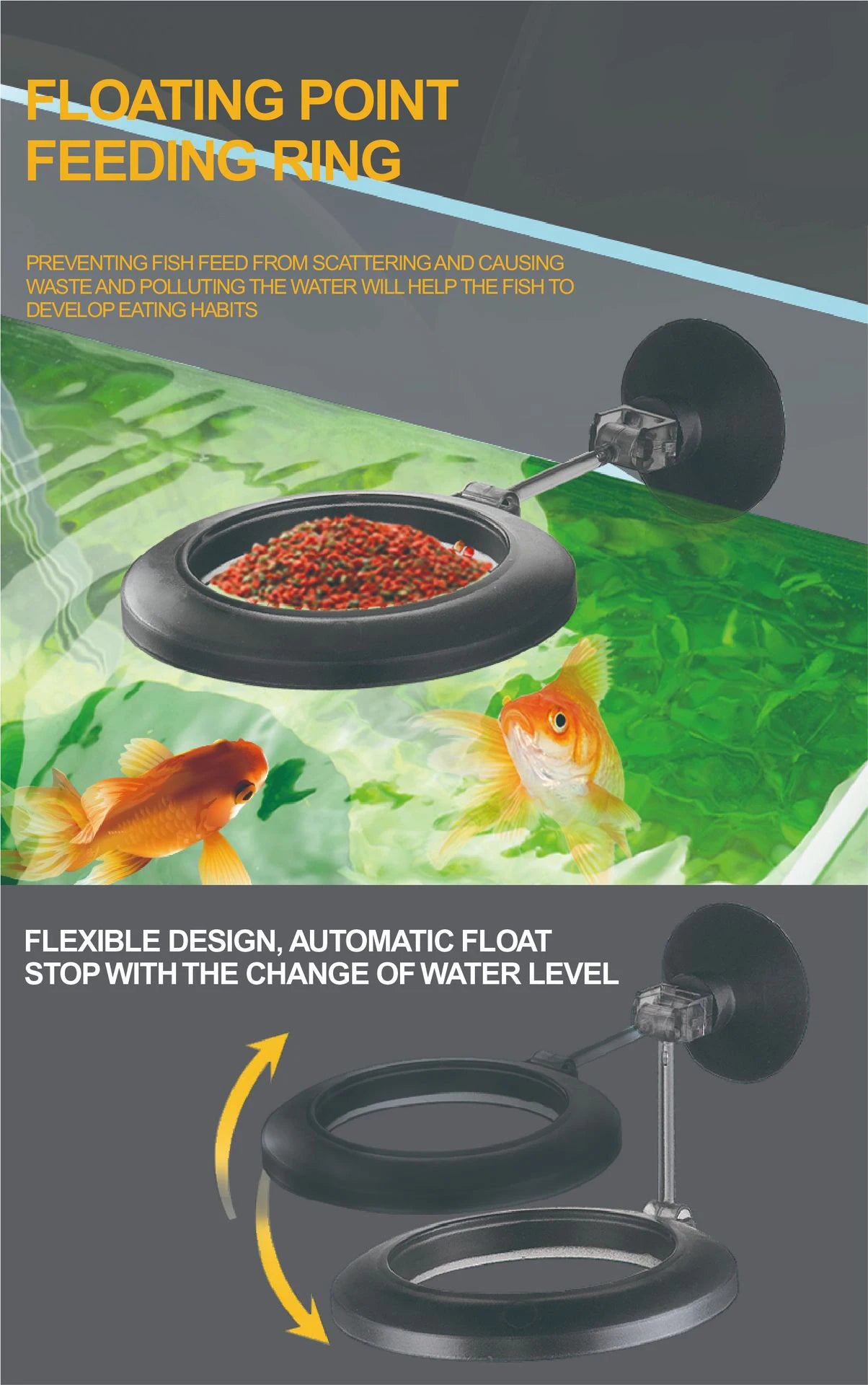 Telescopic Aquarium Feeding Tube with Floating Feeding Ring