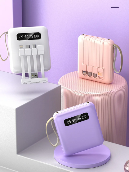 20000mAh Portable Power Bank with Built-in Cables