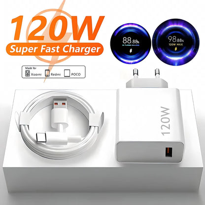 120W 6A EU Fast Wall Charger with Type-C Cable