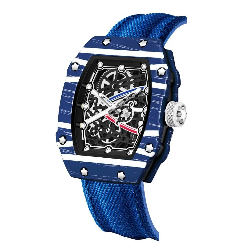 Ultra-Thin Tonneau Men's Nylon Strap Quartz Watch