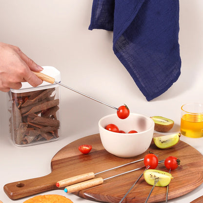 Stainless Steel Fondue Fork Set with Wooden Handles