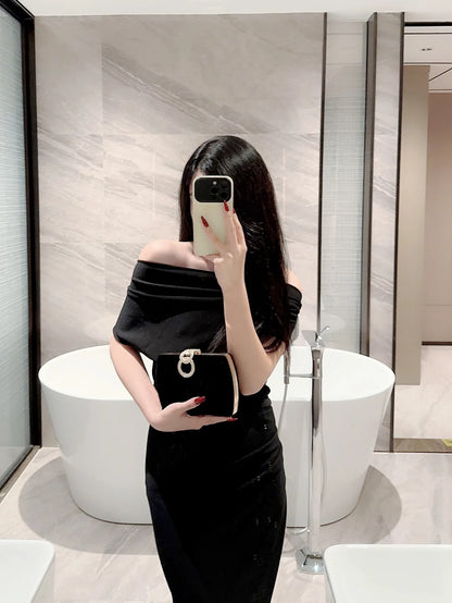 Velvet Box Clutch Bag