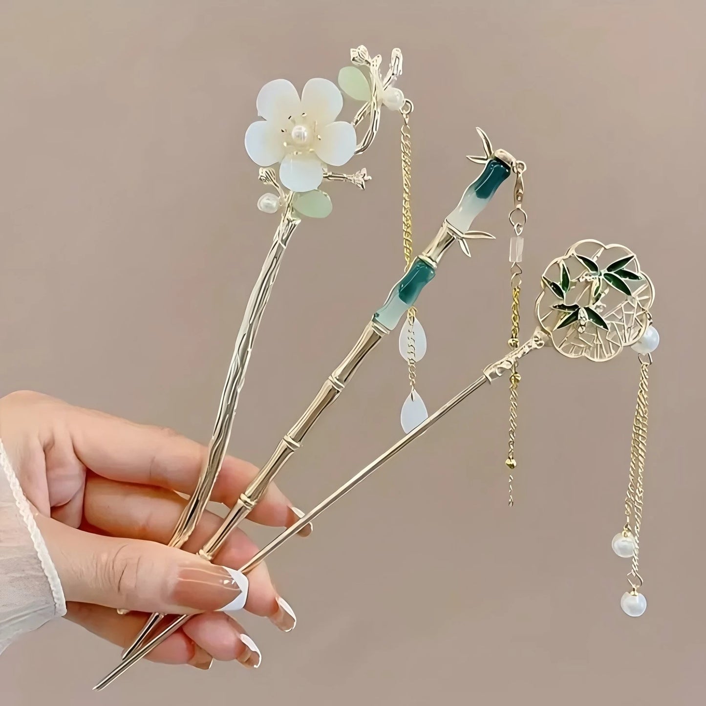 Chinese Style Floral Tassel Hair Stick