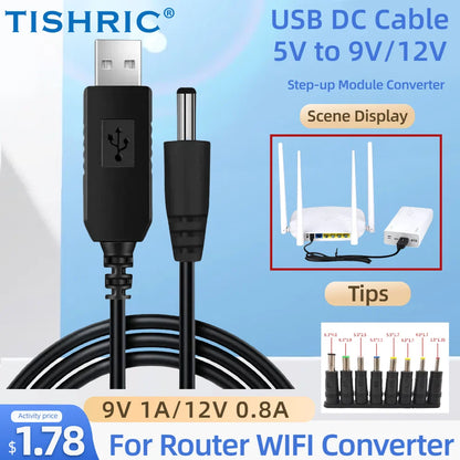 USB 5V to 9V/12V DC Power Boost Cable