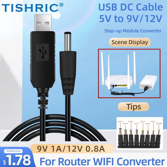 USB 5V to 9V/12V DC Power Boost Cable