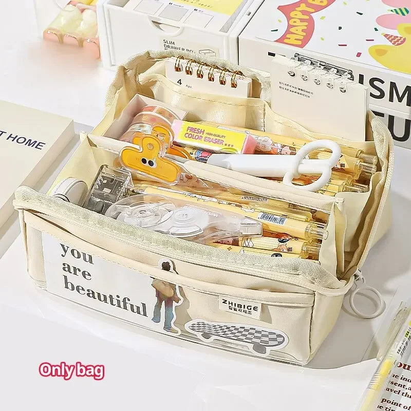 Transparent Multi-Layer Large Capacity Pencil Case