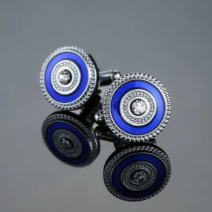 Novelty Luxury Blue White Crystal Cufflinks